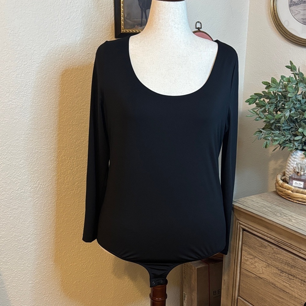 Lane Bryant Scoop Neck Bodysuit-Black-Size 18/20